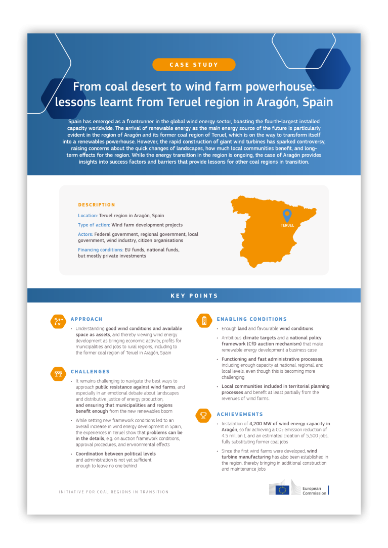 From coal desert to wind farm powerhouse: lessons learnt from Teruel region in Aragón, Spain - Case Study